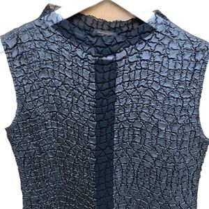 Lou Nardi Shanghai Blouse Sleeveless Stretch Lightweight Crinkle Size L Black